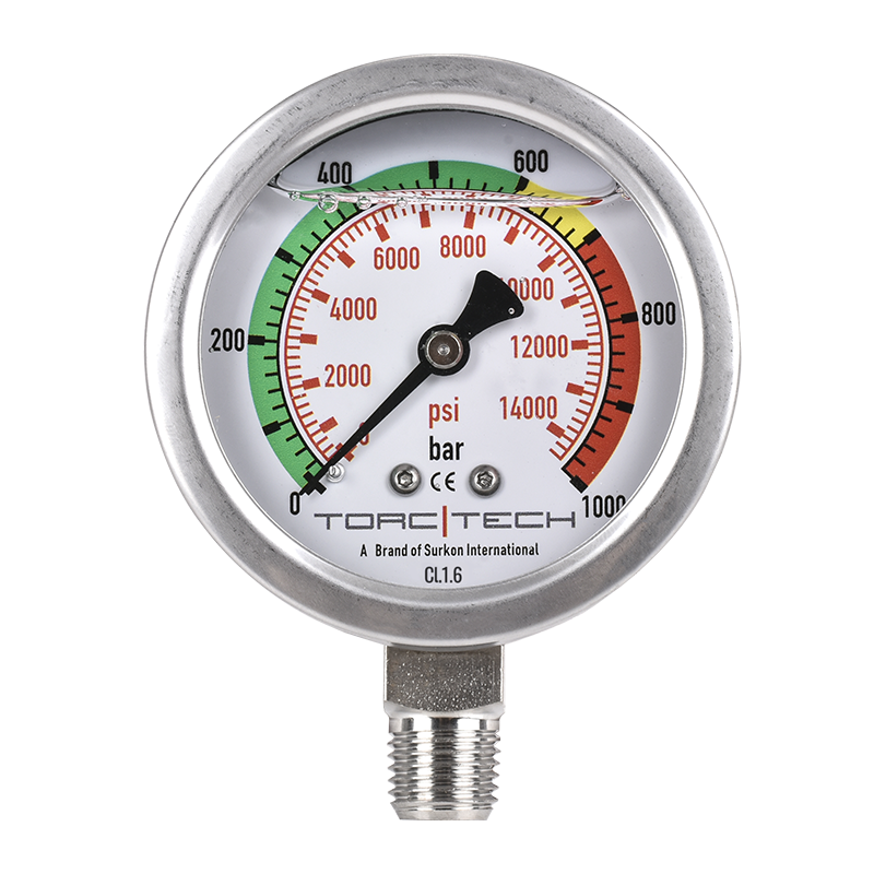 1000 Bar Manometre <br/>Torc-Tech MN1000AN1UTT <br/><span class=orange> [ 1/4"NPT- ø63mm - Class 1.6 ] </span>