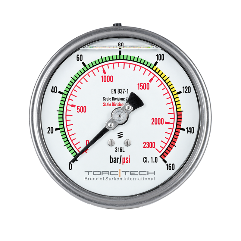 160 Bar Manometre <br/>Torc-Tech  MN0160BG2PT <br/><span class=orange> [ G1/2"- ø100mm] </span>