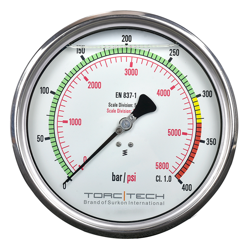 400 Bar Manometre <br/>Torc-Tech MN0400CG2PT <br/><span class=orange> [ G1/2"- ø160mm] </span> 