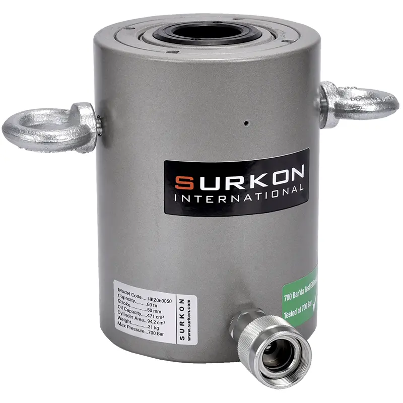 60 Ton Delikli Hidrolik Kriko  <br/> Surkon HKZ060050 <br/><span class=orange> [60 Ton - 50 mm Strok]</span> 